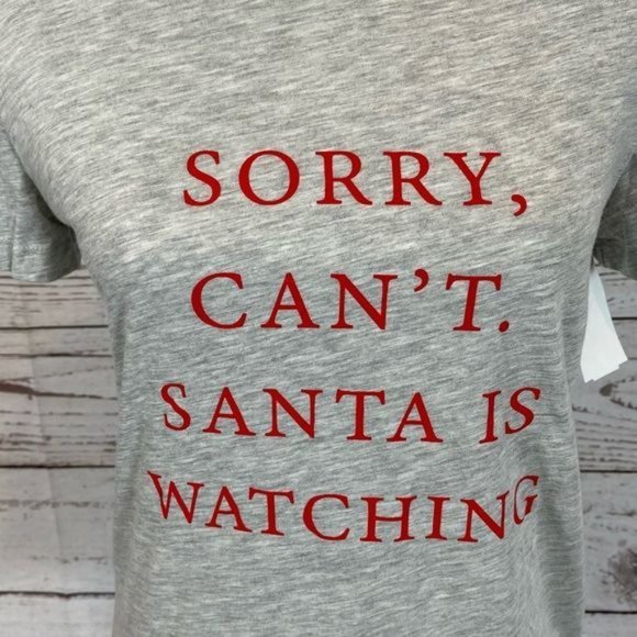 1901 ‘Sorry, Can't. Santa Is Watching’ Crew Neck Short Sleeve Graphic T-… - Picture 10 of 11